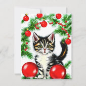 Vintag Cat Kitten Weihnachtskarte Feiertagskarte (Vorderseite)