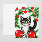 Vintag Cat Kitten Weihnachtskarte Feiertagskarte (Vorne/Hinten)
