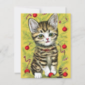Vintag Cat Kitten Weihnachtskarte Feiertagskarte (Vorderseite)