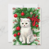 Vintag Cat Kitten Weihnachtskarte Feiertagskarte (Vorderseite)