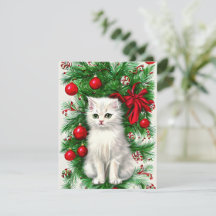 Vintag Cat Kitten Weihnachtskarte