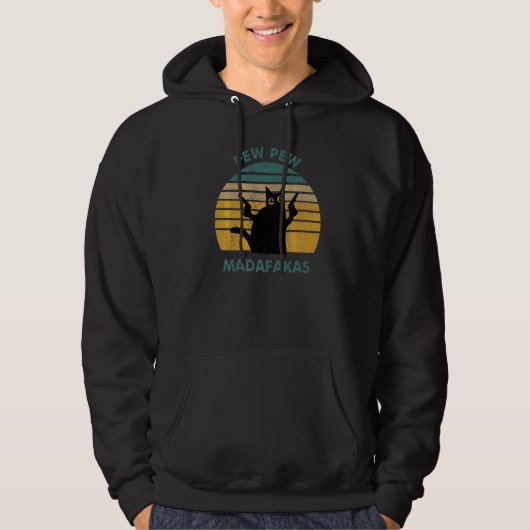 Vintag Cat Pew Pew Madafakas Hoodie (Vorderseite)