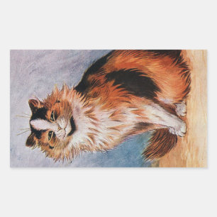 Vintag Cat Show Calico Illustration von Louis Wain Rechteckiger Aufkleber