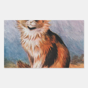 Vintag Cat Show Calico Illustration von Louis Wain Rechteckiger Aufkleber