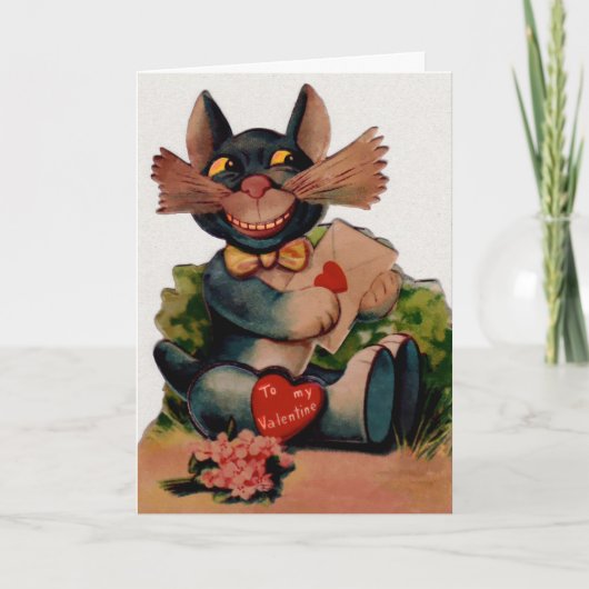 Vintag Cat Valentinstag Card Feiertagskarte (Vorderseite)