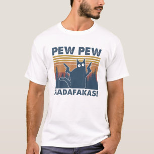 Vintag Cats Pew Pew Madafakas Funny Crazy Cat Lov T-Shirt