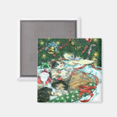 Vintag Cats Weihnachtsmagnet Magnet (Vorderseite/Rückseite)