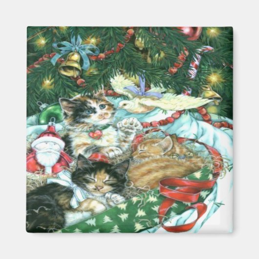 Vintag Cats Weihnachtsmagnet Magnet (Vorne)