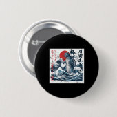 Vintag Catzilla Cat Japanisch Art Funny Cat Button (Vorne & Hinten)
