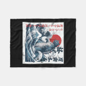Vintag Catzilla Cat Japanisch Art Funny Cat Fleecedecke (Vorderseite (Horizontal))