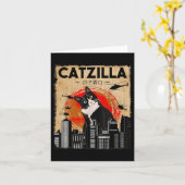 Vintag Catzilla - Funny Tuxedo Cat and Kitten Karte (Gelbe Blume)
