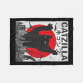 Vintag Catzilla Japanisch Sunset Style Cat Kitten Fleecedecke (Vorderseite (Horizontal))