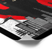 Vintag Catzilla Japanisch Sunset Style Cat Kitten Poster (Ecke)