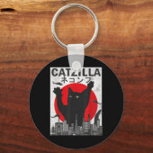 Vintag Catzilla Japanisch Sunset Style Cat Kitten Schlüsselanhänger (Vorderseite)