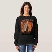 Vintag Catzilla Niedlich Kitten Immer Hunger Katze Sweatshirt (Vorne ganz)