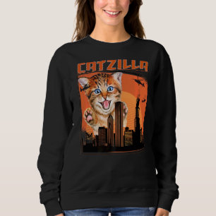 Vintag Catzilla Niedlich Kitten Immer Hunger Katze Sweatshirt