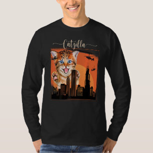Vintag Catzilla Niedlich Kitten Immer Hunger Katze T-Shirt
