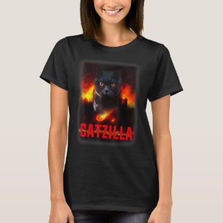 Vintag Catzilla Retro Black Cat Monster Kitty Puff T-Shirt
