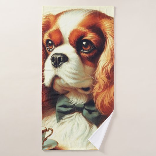 Vintag Cavalier King Charles Spaniel Painting Badehandtuch (Badehandtuch)
