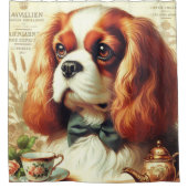Vintag Cavalier King Charles Spaniel Painting Duschvorhang (Vorderseite)