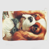 Vintag Cavalier King Charles Spaniel Painting Golfhandtuch (Horizontal)