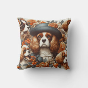 Vintag Cavalier King Charles Spaniel Painting Kissen