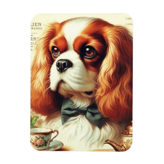 Vintag Cavalier King Charles Spaniel Painting Magnet (Vertikal)