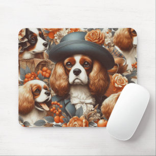 Vintag Cavalier King Charles Spaniel Painting Mousepad