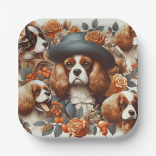 Vintag Cavalier King Charles Spaniel Painting Pappteller