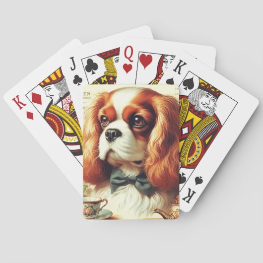 Vintag Cavalier King Charles Spaniel Painting Spielkarten (Rückseite)
