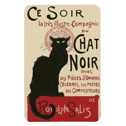 Vintag Ce Soir Le Chat Noir Poster Magnet (Vertikal)