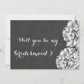 Vintag Chalkboard Hydrangeas Bridesmaid Einladung (Vorderseite)
