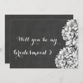Vintag Chalkboard Hydrangeas Bridesmaid Einladung (Vorne/Hinten)