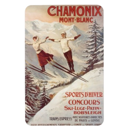 Vintag Chamonix, Mont-Blanc, Frankreich - Magnet (Vertikal)