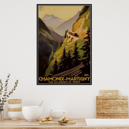 Vintag Chamonix, Mont-Blanc, Frankreich - Poster (Küche)