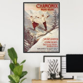 Vintag Chamonix, Mont-Blanc, Frankreich - Poster (Heimbüro)