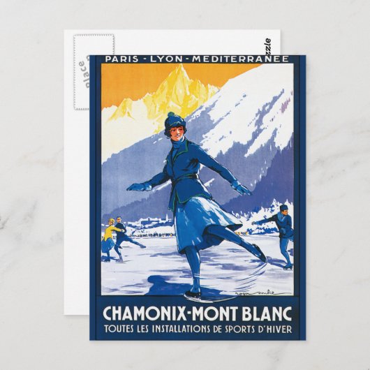 Vintag Chamonix - Mont Blanc Poster Postkarte (Vorne/Hinten)