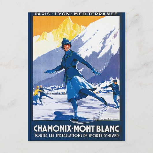 Vintag Chamonix - Mont Blanc Poster Postkarte (Vorderseite)