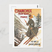 Vintag Chamonix Mont Blanc Reiseplakat Postkarte (Vorne/Hinten)