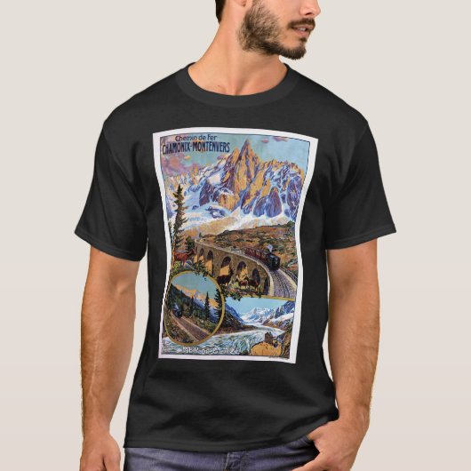 Vintag Chamonix Travel Poster T-Shirt (Vorderseite)