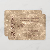 Vintag Champagne Sparkle Wedding RSVP Cards (Vorne/Hinten)