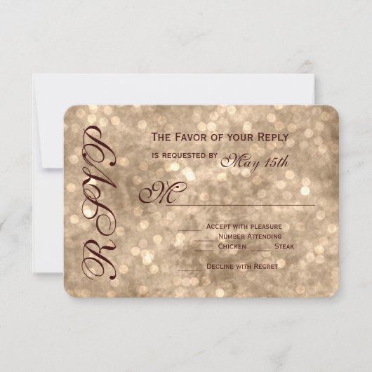 Vintag Champagne Sparkle Wedding RSVP Cards Karte (Vorderseite)