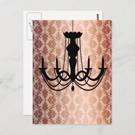 Vintag Chandelier Damask Postkarte (Vorne/Hinten)