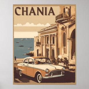 Vintag Chania City Souvenirs Betonreise Poster