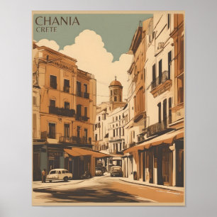 Vintag Chania City Souvenirs Betonreise Poster
