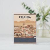 Vintag Chania City Souvenirs Betonreise Postkarte (Stehend Vorderseite)