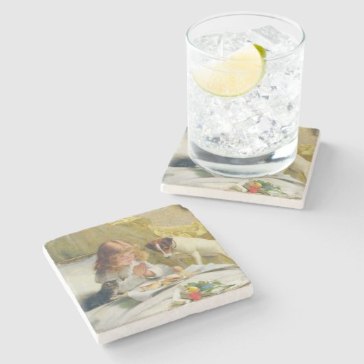 Vintag Charles Burton Barber Suspense Steinuntersetzer (Seitenansicht)