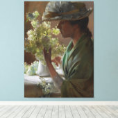 Vintag Charles Courtney Curran Lady mit Bouque Leinwanddruck (Insitu (Holzboden))