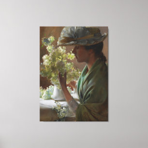 Vintag Charles Courtney Curran Lady mit Bouque Leinwanddruck
