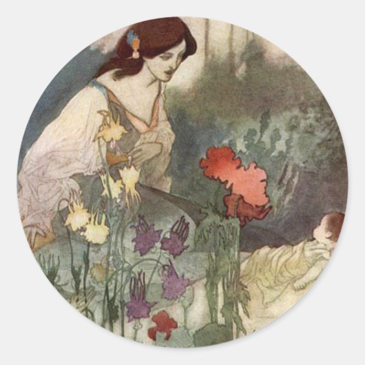 Vintag Charles Robinson Mutter-Kind-Aufkleber Runder Aufkleber (Vorderseite)